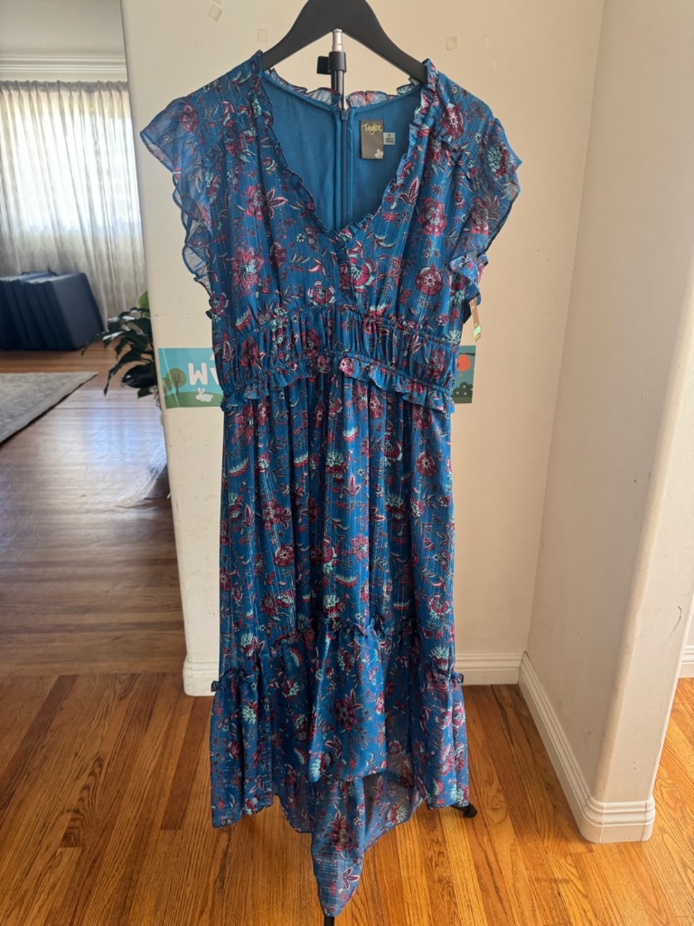 Taylor Blue and Red Floral Dress
